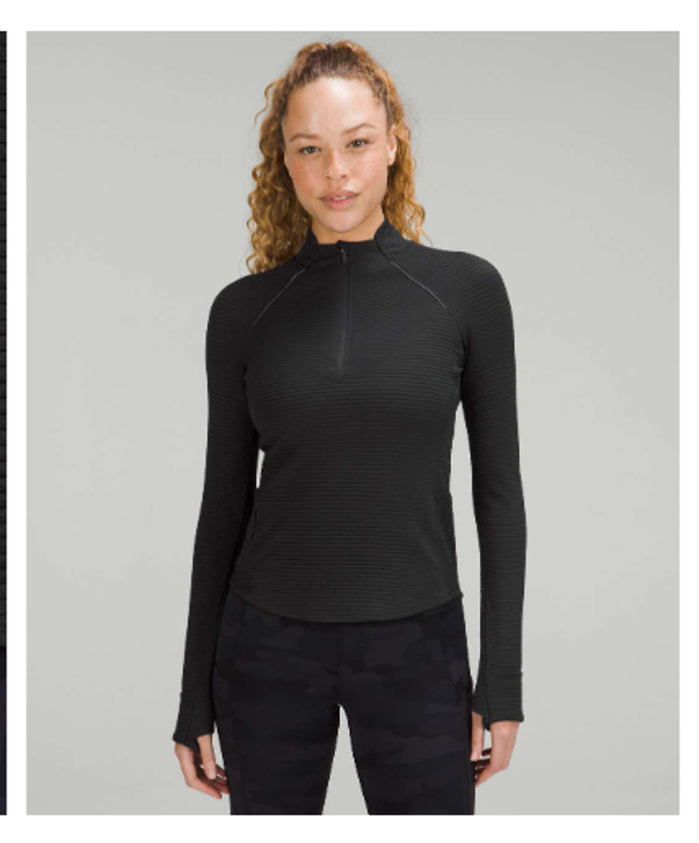 Lululemon Women's Sz 4 Ventscape Half Zip Long Sleeve Shirt Black Sporty